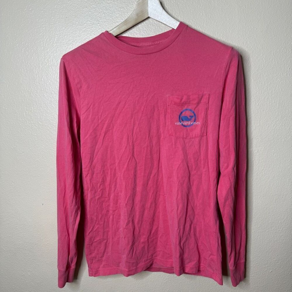VINEYARD VINES Shirt Mens XS Pink Long Sleeve Whale Logo Pocket Tee